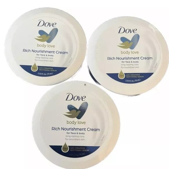 Dove Rich Nourishment Cream Face & Body 72hr w/ Ceramide Restoring Serum NEW